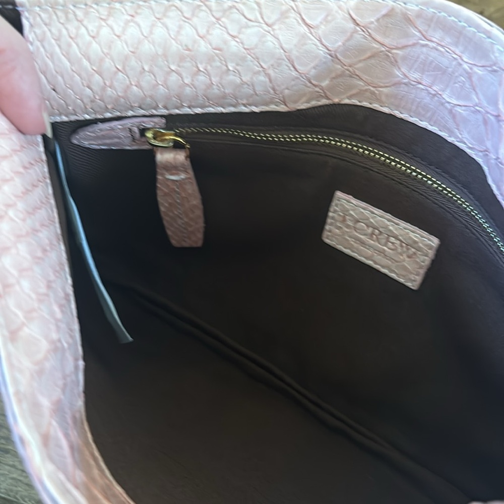 J.Crew pink alligator leather clutch. Made in Italy. - Picture 5 of 7